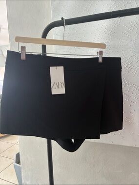ZARA Black Women's Skort with Clean Wrap Front